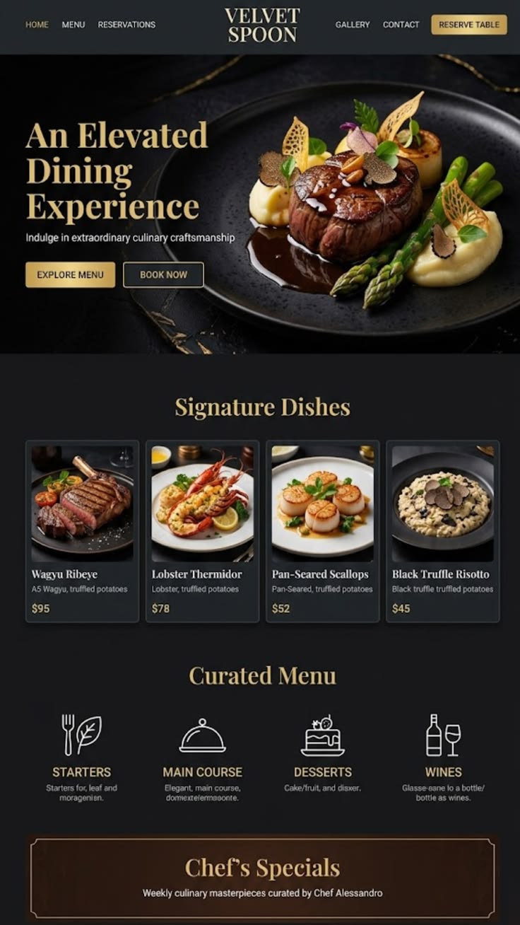 Restaurant website example